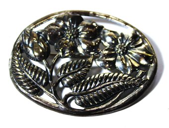 Large Vintage Danecraft Sterling Silver Floral Brooch 1950s