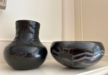 San IIdefonso Black On Black Pottery Vessels