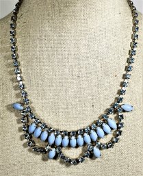 Vintage Blue Rhinestone Necklace