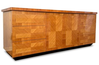 A Sleek Italian Modern Inlaid Marquetry Dresser By Alf Italia