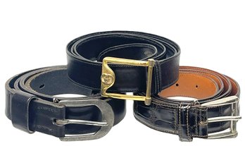 GUCCI, Giorgio Armani And Andrew Marc Belts-Leather And Crocodile-Size 40/42