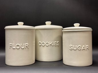 Sur La Table Earthenware Cannisters: Flour, Sugar & Cookies
