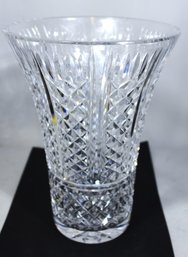 Large Signed Waterford Tall Cut Crystal Vase (small Chips On Rim)