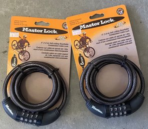 Two New Master Lock 6' Self Coiling Cable Combination Locks