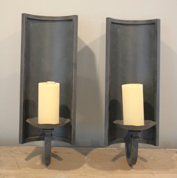 Pair Retired Restoration Hardware Electric Pillar Candle Sconces Wall Mount