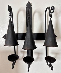 Vintage 3 Candle Wrought Iron Wall Sconce