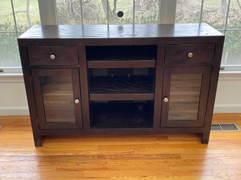 Two Drawer And Glass Cabinet TV Media Console