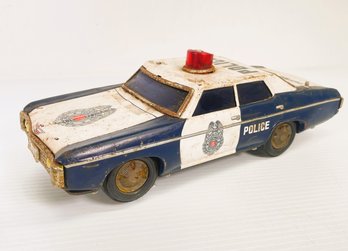 1960's Highway Police Patrol Tin Bump And Go Car