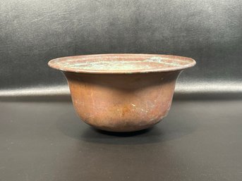 A Vintage Copper Bowl With A Broad Rim & A Naturally-Aged Patina