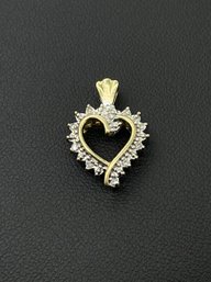 Multi Diamond & 10k Yellow Gold Heart Pendant