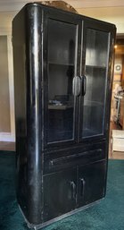 Art Deco Black Painted Bar Cabinet Needing TLC