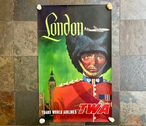 Fabulous 1950s TWA London Lithograph Poster By David Klein