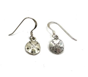 Vintage Sterling Silver Sand Dollar Dangle Earrings