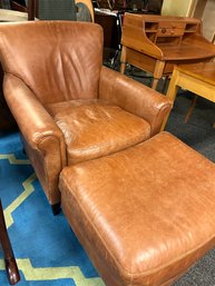 Levenger Leather Chair & Ottoman