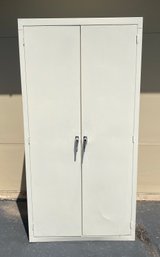 White Metal Cabinet With Shelves