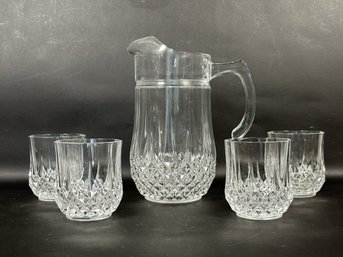 A Pretty Beverage Set In Pressed Glass