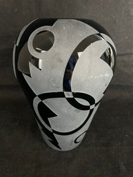 Black Geometric Design Vase