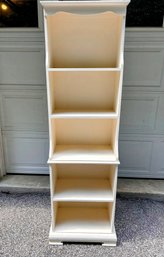 A Very Tall Narrow Cottage White Tiered Bookshelves - Can Fit Anywhere!