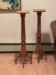 Vintage Barley Twist Pedestal Stands- A Pair