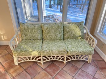 White Rattan Sofa With Cushions