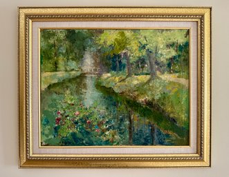 Oil On Canvas - River / Forest Scene - Not Signed