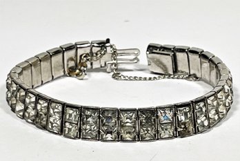 Rhodium Plated Vintage Rhinestone Bracelet