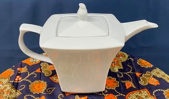 Vintage White Squared Tea Pot