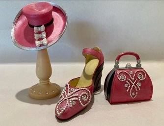 Pink Pandora Fashion Shoe, Hat & Stand And A Purse (4)