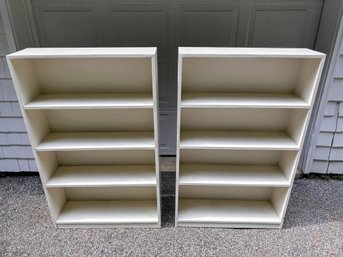 Two Tall Painted Bookcases In Cottage White