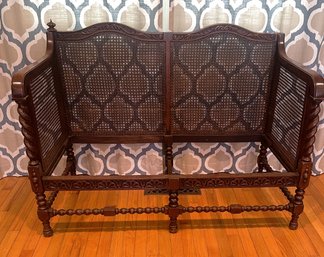 Antique Wood And Caned Panel Sofa Frame- Project Piece