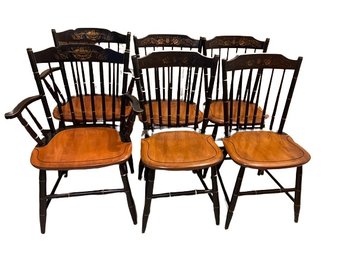 Traditional Hitchcock Black Harvest Dining Chairs