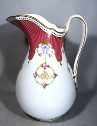 Very Fine Porcelain Mintons Pink Paste Gold Enamel Large Water Pitcher