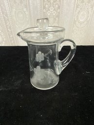 Vintage Etched Glass Carafe With Lid