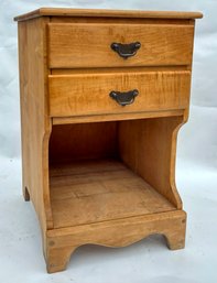 A Vintage Notched Maple Nightstand