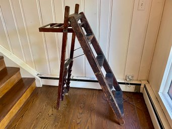 Antique Wooden Folding Step Ladder