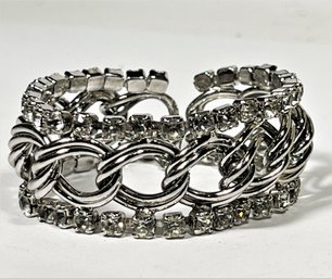 Rhodium Plated White Rhinestone Bracelet Vintage