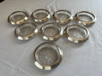 Vintage Frank M. Whiting & Co. Sterling And Cut Glass Coasters