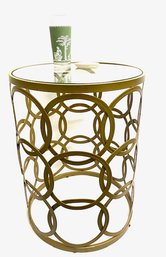 Glam Deco Space Glass And Brass Style Accent Table - Circular Design