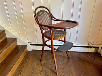 Wonderful Thonet Style Antique Bent Wood Caned Highchair