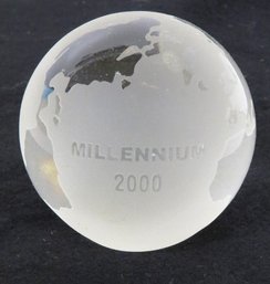 Millenium 2000 Frosted Glass Globe Paperweight