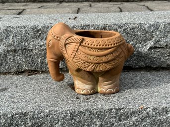 An Ornate Elephant Planter In Terracotta With Very Nice Detailing