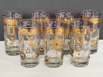 MCM Bejeweled Elegant Crystal Tumblers From Marshall Fields, 1950's