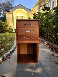 A 3 Drawer Wood Storage Cabinet With Open Storage Below