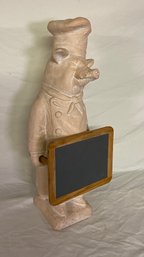 Ceramic Pig Chef Holding Chalk Board Menu 9.5x25in