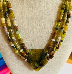 GORGEOUS JAY KING GREEN AND MULTI STONE STERLING SILVER NECKLACE