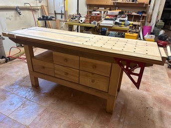 Beautifully Handcrafted Wood Shop Work Table With Storage