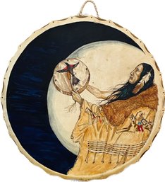 Rob McClellan Cheyenne Moon One-of-a-kind Hand Painted Rawhide Double- Sided Drum ( Paid $669 In 1996 )