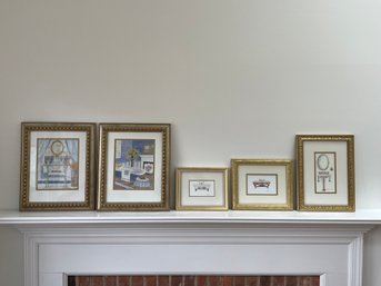 Framed Washroom Bathroom Wall Art - Lot Of 5