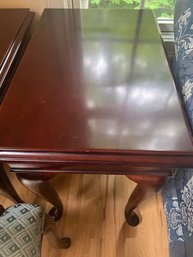 Pair Of Solid Mahogany End Tables With Pad Clawfoot Cabriole Legs