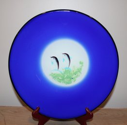 Murano Style Blue Art Hand Blown Glass Bowl